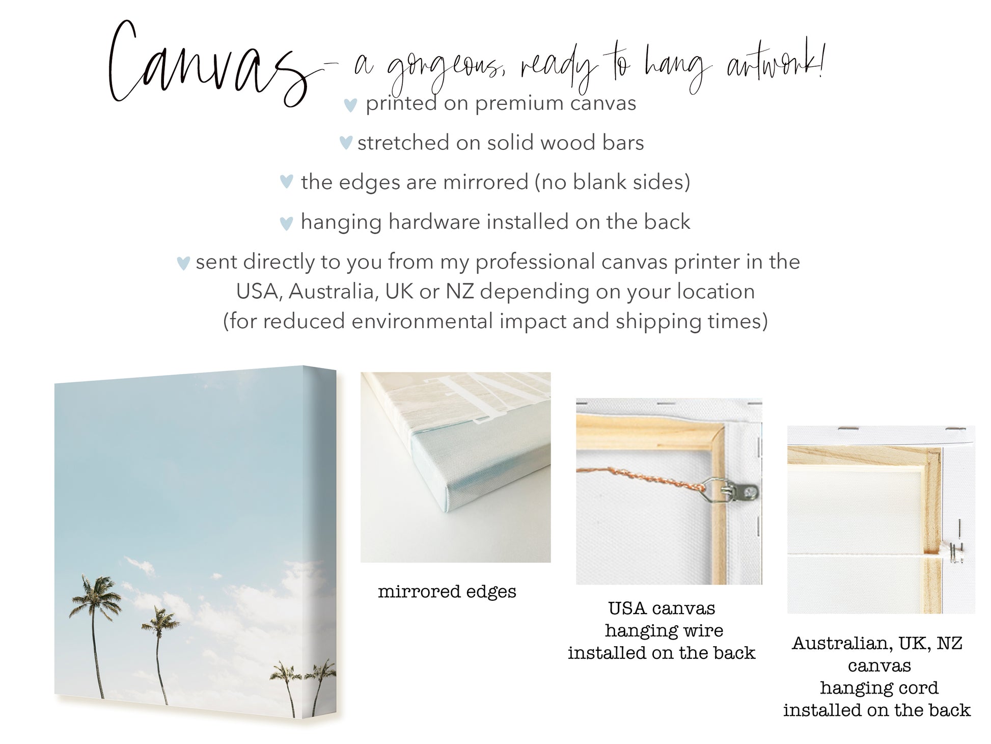 a white canvas with a palm tree and sky in the background