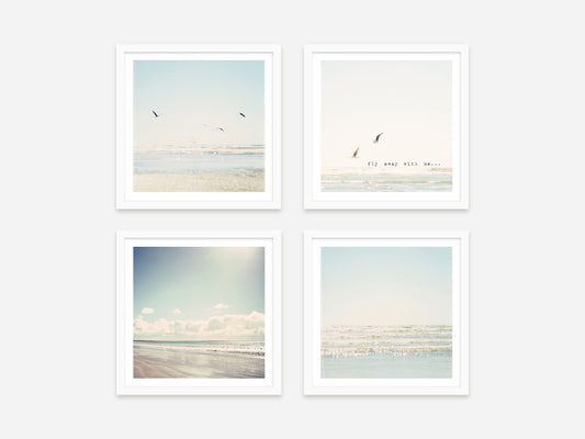 Pale Blue Seagull Wall Art Set