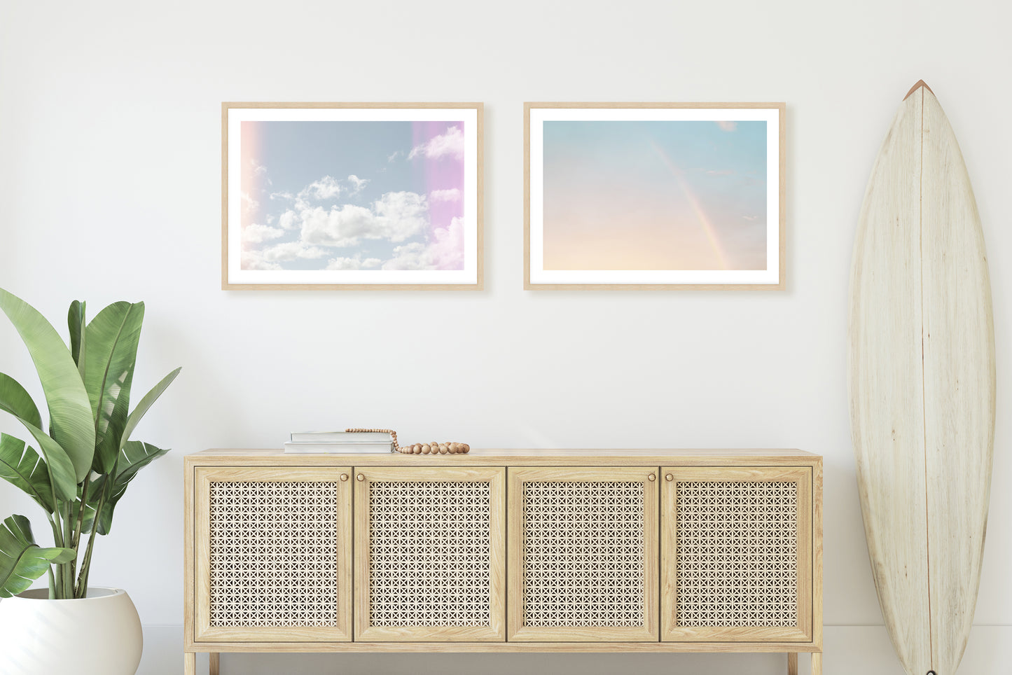 Pastel Clouds and Rainbow Wall Art Set