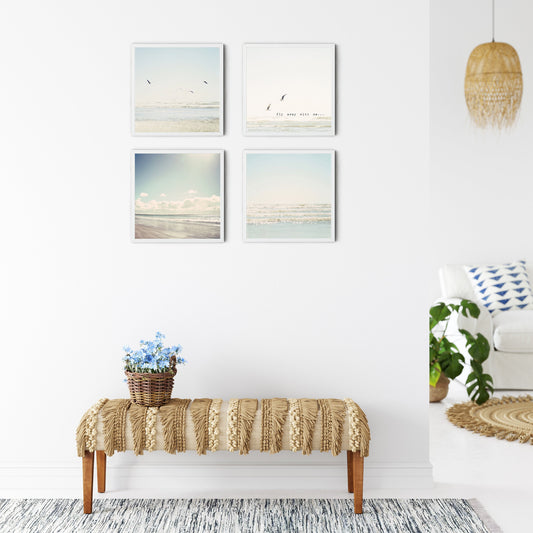 Pale Blue Seagull Wall Art Set