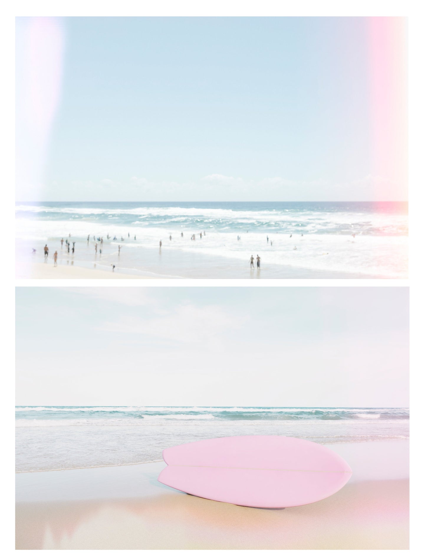 Pastel Surf Palms and Beach Wall Art Set