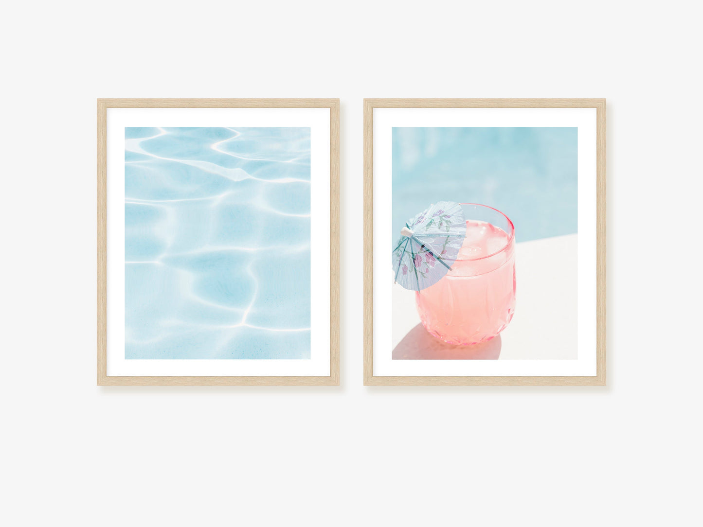 Pool and Pink Cocktail Wall Art Set