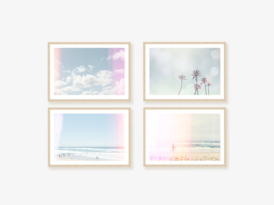 Pastel Beach and Palms Wall Art Set