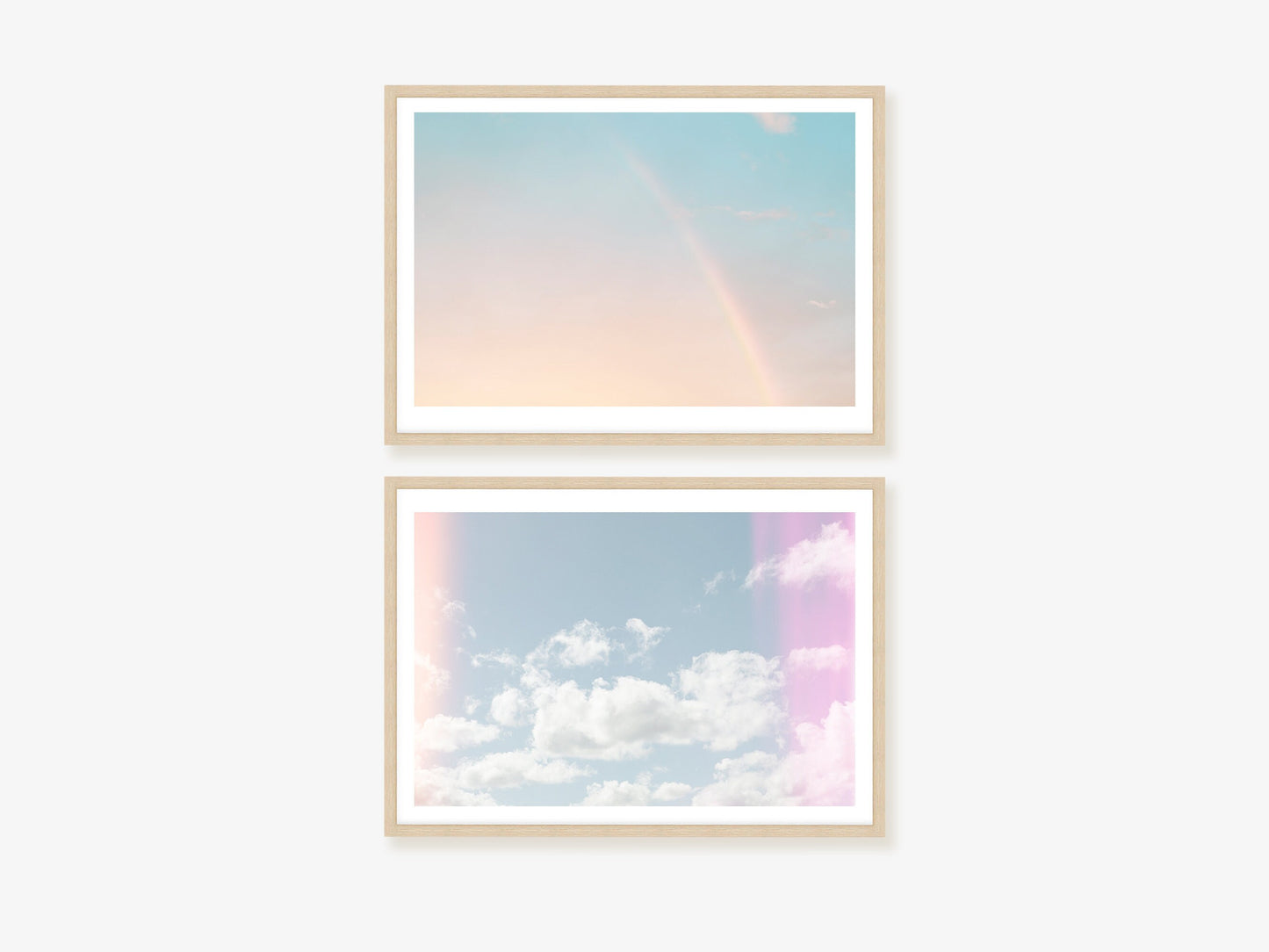 Pastel Clouds and Rainbow Wall Art Set