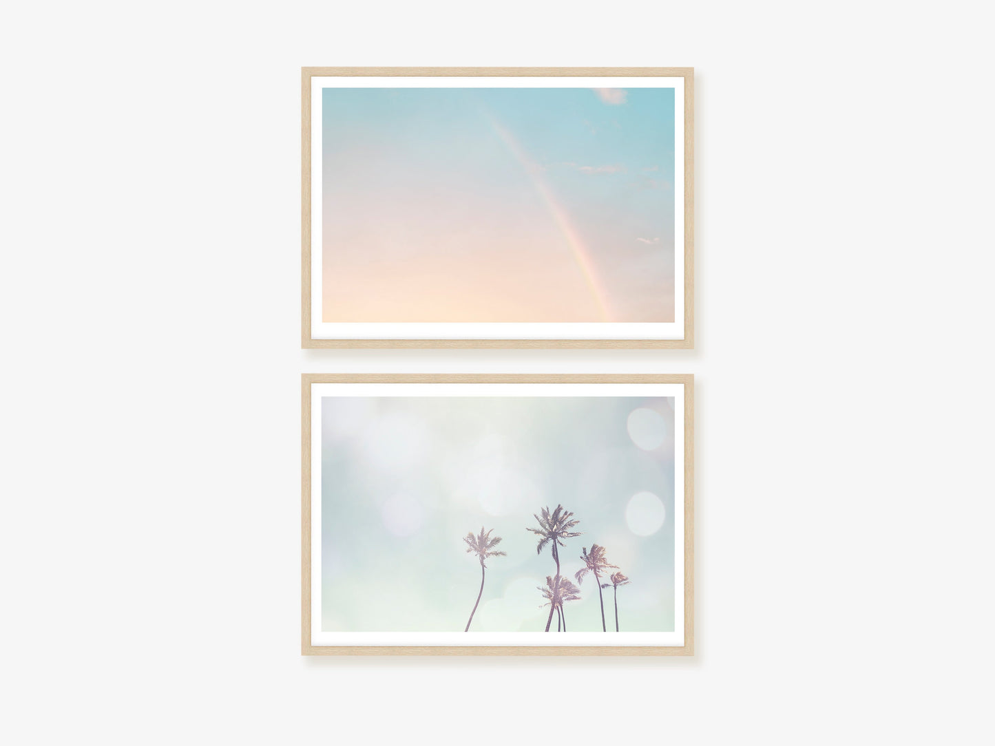 Pastel Palms and Sky Wall Art Set