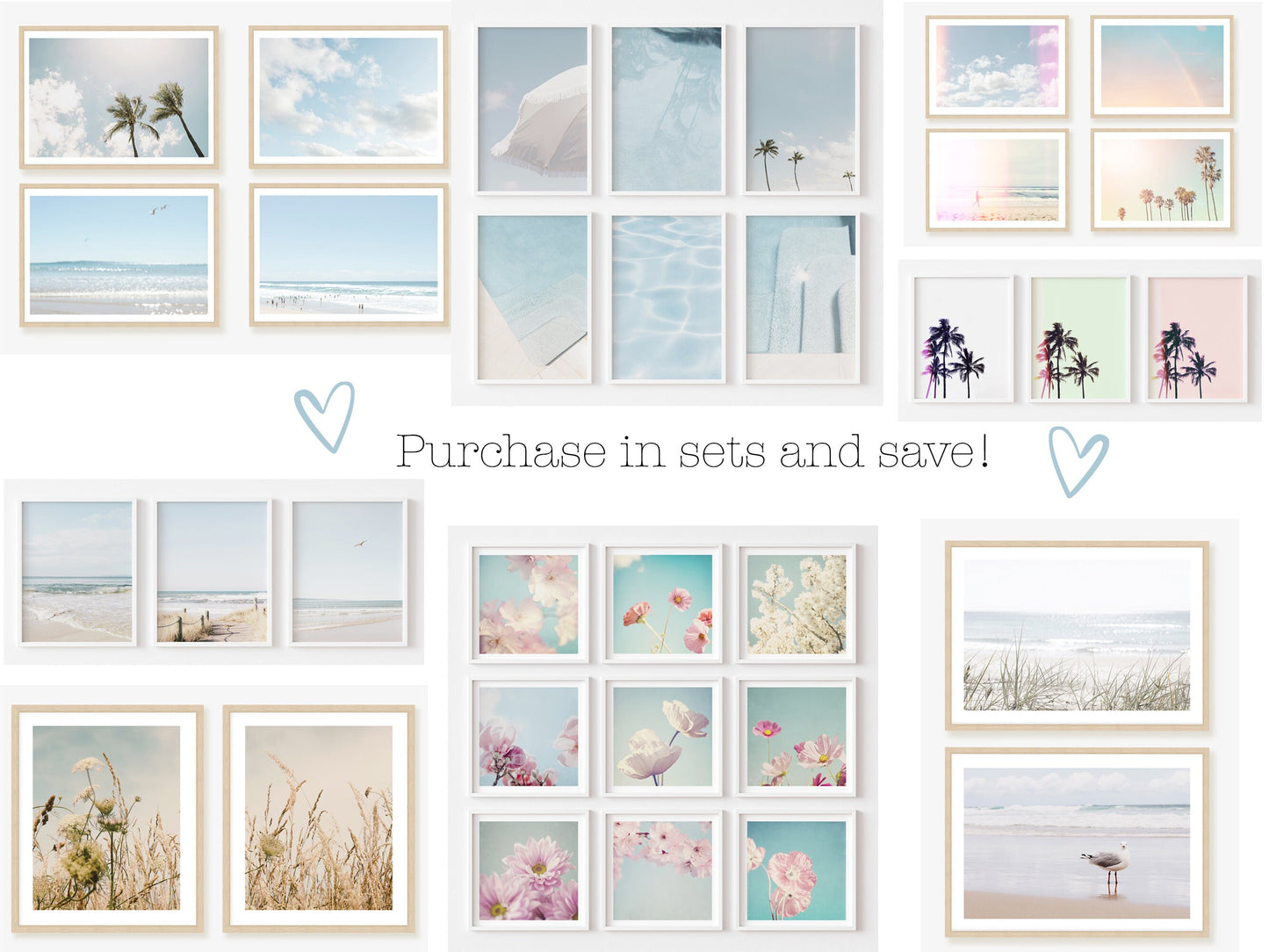 a collage of photos with the words purchase in sets and save