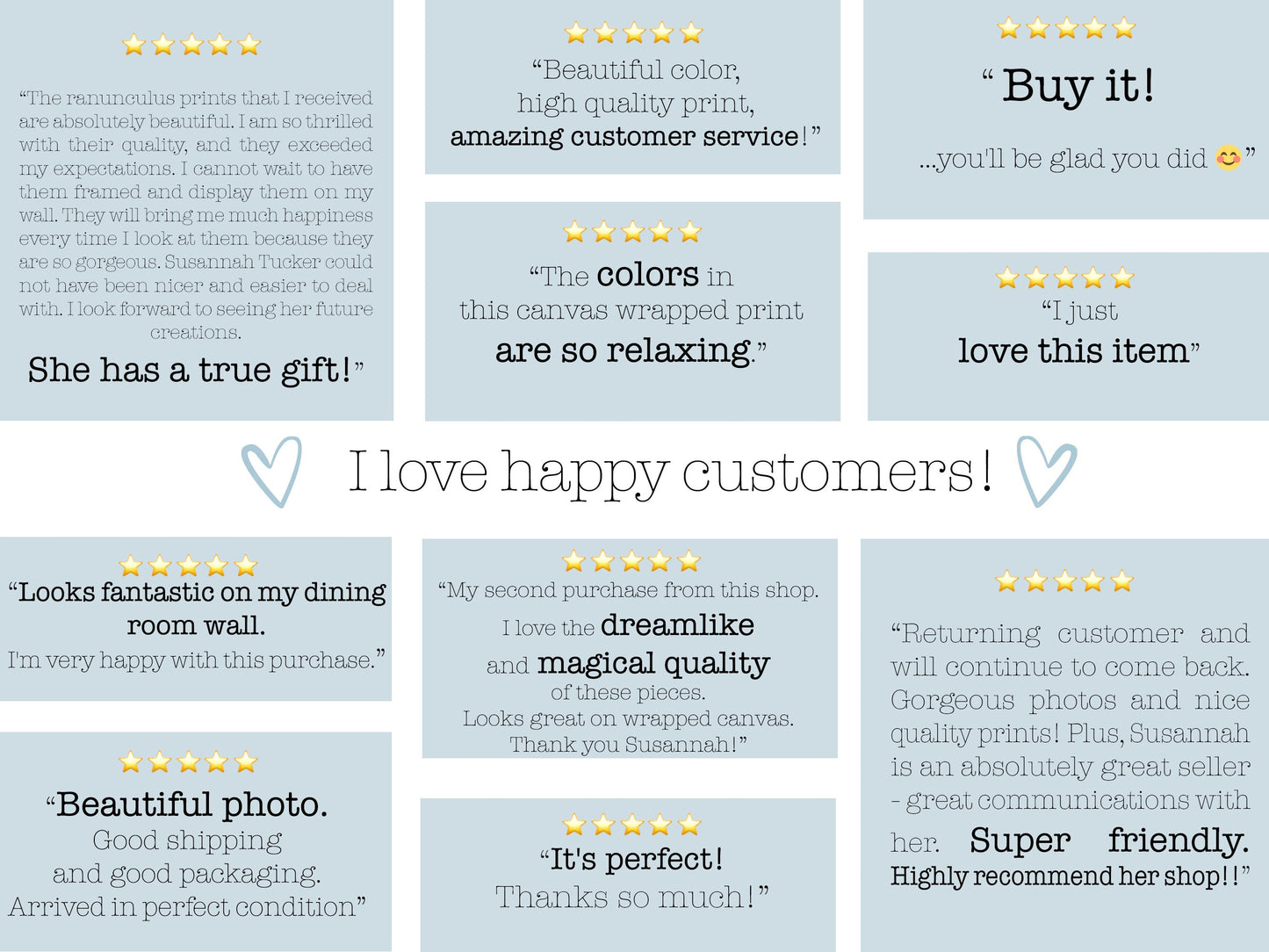 a set of four different types of customer satisfaction