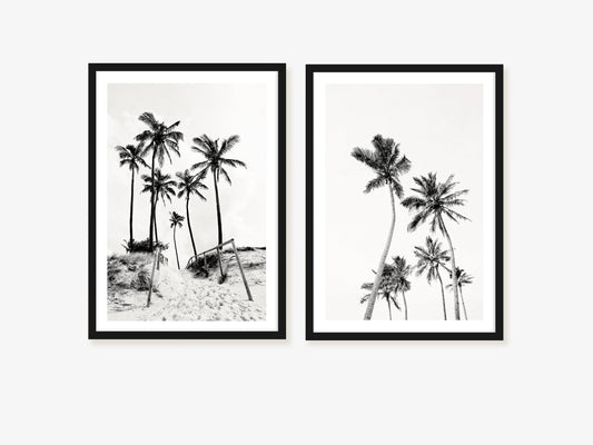 Palm Tree Duo No. 2 Monochrome Wall Art Set