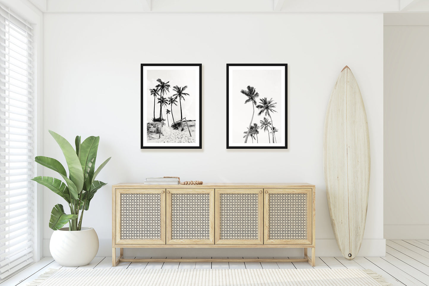 Palm Tree Duo No. 2 Monochrome Wall Art Set